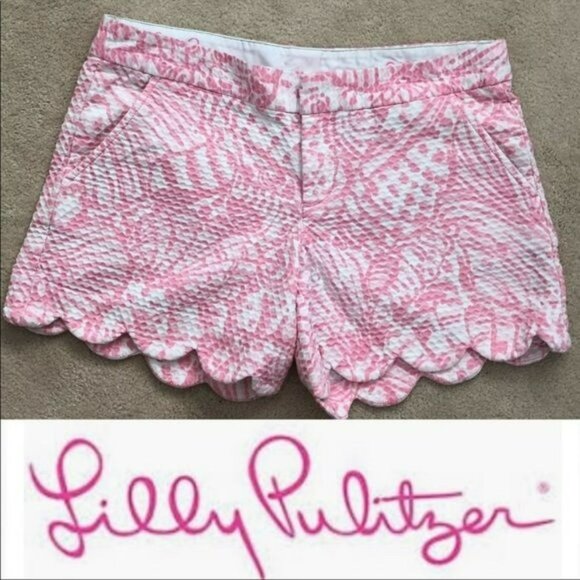Lilly Pulitzer The Buttercup Pink/White Textured 5" inseam Women's Shorts Size 0 - Picture 4 of 4